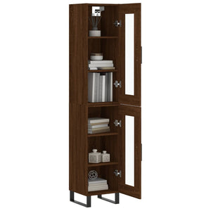 vidaXL Highboard Brown Oak 34.5x34x180 cm Engineered Wood