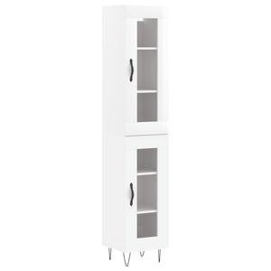 vidaXL Highboard High Gloss White 34.5x34x180 cm Engineered Wood