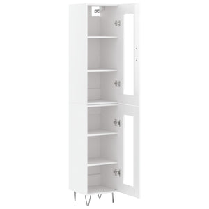 vidaXL Highboard High Gloss White 34.5x34x180 cm Engineered Wood