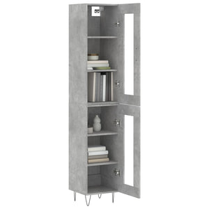 vidaXL Highboard Concrete Grey 34.5x34x180 cm Engineered Wood