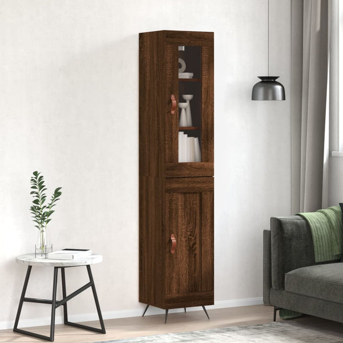 vidaXL Highboard Brown Oak 34.5x34x180 cm Engineered Wood