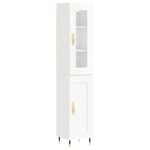 vidaXL Highboard High Gloss White 34.5x34x180 cm Engineered Wood