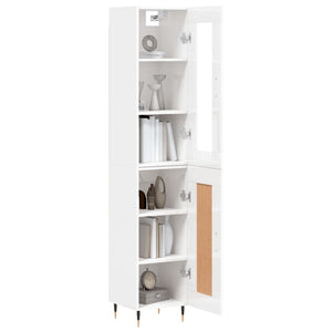 vidaXL Highboard High Gloss White 34.5x34x180 cm Engineered Wood