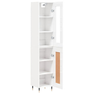 vidaXL Highboard High Gloss White 34.5x34x180 cm Engineered Wood