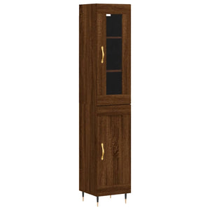 vidaXL Highboard Brown Oak 34.5x34x180 cm Engineered Wood