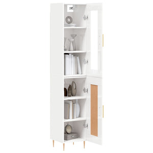 vidaXL Highboard High Gloss White 34.5x34x180 cm Engineered Wood