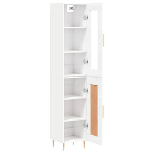 vidaXL Highboard High Gloss White 34.5x34x180 cm Engineered Wood