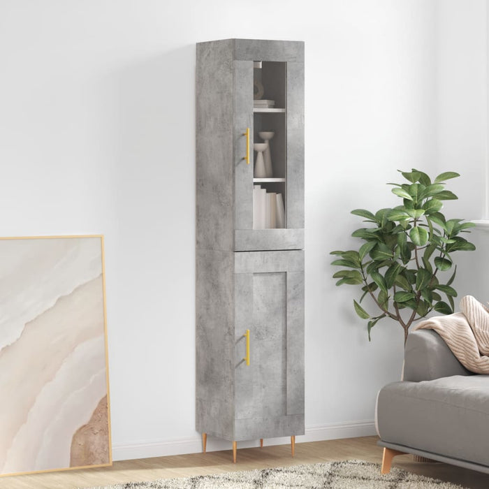 vidaXL Highboard Concrete Grey 34.5x34x180 cm Engineered Wood