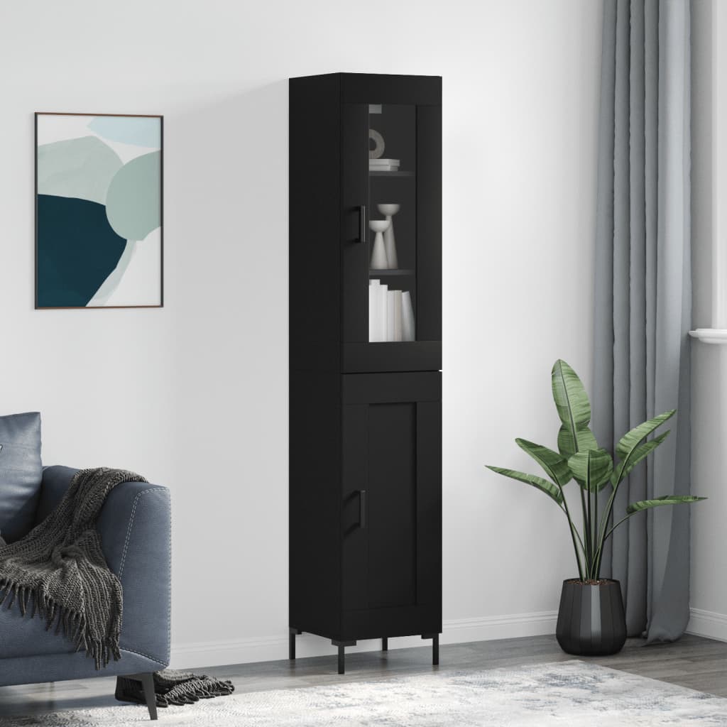 vidaXL Highboard Black 34.5x34x180 cm Engineered Wood