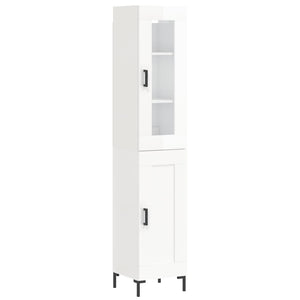 vidaXL Highboard High Gloss White 34.5x34x180 cm Engineered Wood