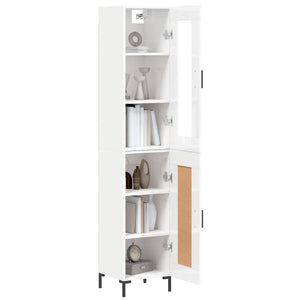 vidaXL Highboard High Gloss White 34.5x34x180 cm Engineered Wood