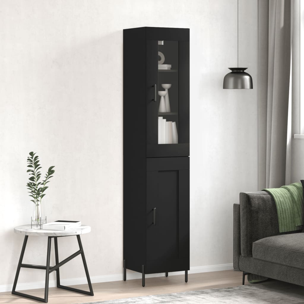 vidaXL Highboard Black 34.5x34x180 cm Engineered Wood