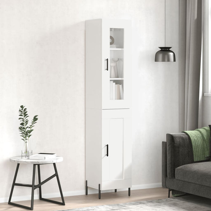 vidaXL Highboard High Gloss White 34.5x34x180 cm Engineered Wood