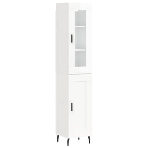 vidaXL Highboard High Gloss White 34.5x34x180 cm Engineered Wood