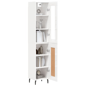 vidaXL Highboard High Gloss White 34.5x34x180 cm Engineered Wood