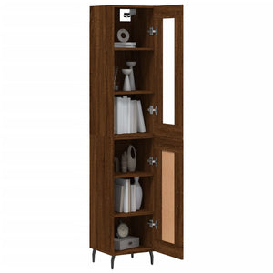 vidaXL Highboard Brown Oak 34.5x34x180 cm Engineered Wood