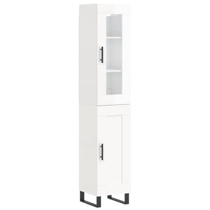 vidaXL Highboard High Gloss White 34.5x34x180 cm Engineered Wood