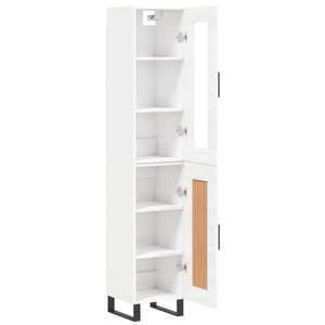 vidaXL Highboard High Gloss White 34.5x34x180 cm Engineered Wood