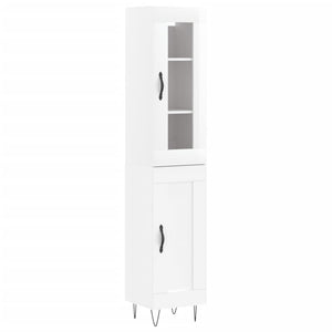 vidaXL Highboard High Gloss White 34.5x34x180 cm Engineered Wood