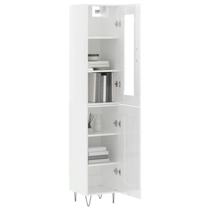 vidaXL Highboard High Gloss White 34.5x34x180 cm Engineered Wood