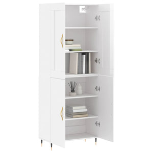 vidaXL Highboard High Gloss White 69.5x34x180 cm Engineered Wood