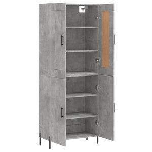 vidaXL Highboard Concrete Grey 69.5x34x180 cm Engineered Wood