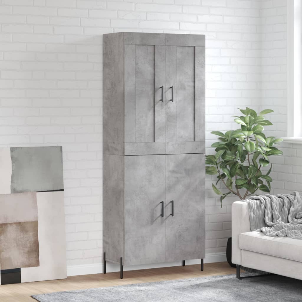 vidaXL Highboard Concrete Grey 69.5x34x180 cm Engineered Wood