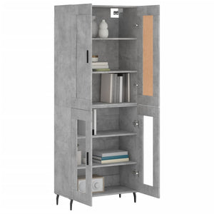 vidaXL Highboard Concrete Grey 69.5x34x180 cm Engineered Wood