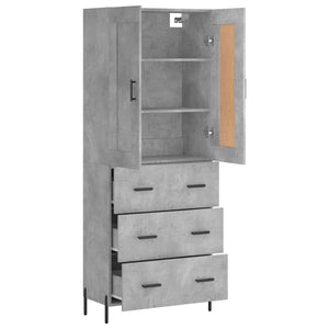 vidaXL Highboard Concrete Grey 69.5x34x180 cm Engineered Wood