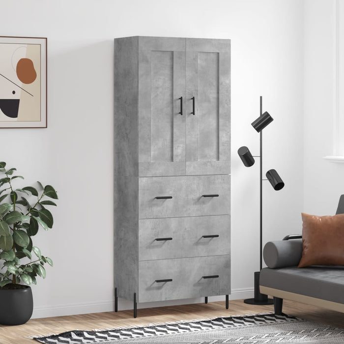 vidaXL Highboard Concrete Grey 69.5x34x180 cm Engineered Wood