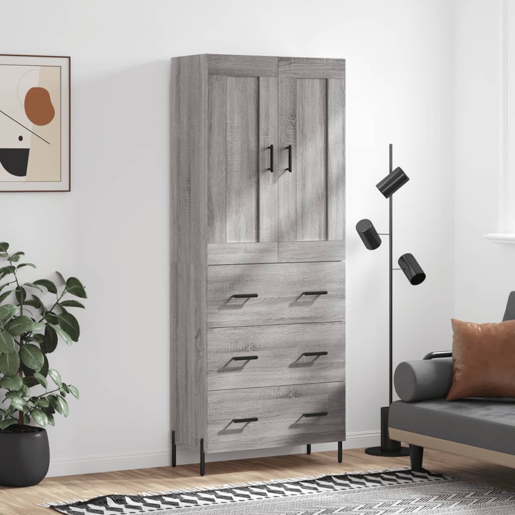 vidaXL Highboard Grey Sonoma 69.5x34x180 cm Engineered Wood