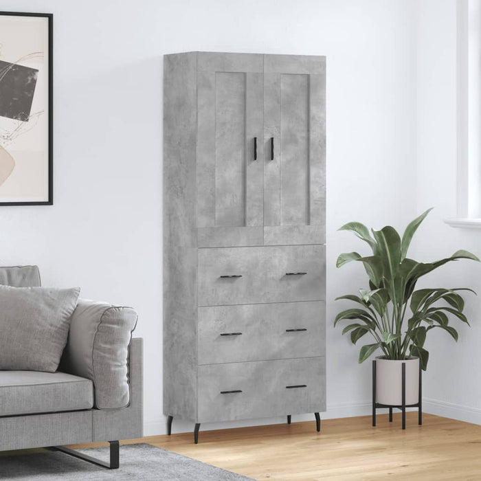 vidaXL Highboard Concrete Grey 69.5x34x180 cm Engineered Wood