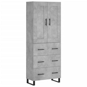 vidaXL Highboard Concrete Grey 69.5x34x180 cm Engineered Wood