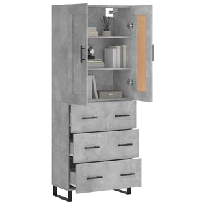 vidaXL Highboard Concrete Grey 69.5x34x180 cm Engineered Wood