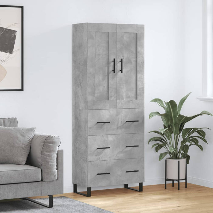 vidaXL Highboard Concrete Grey 69.5x34x180 cm Engineered Wood