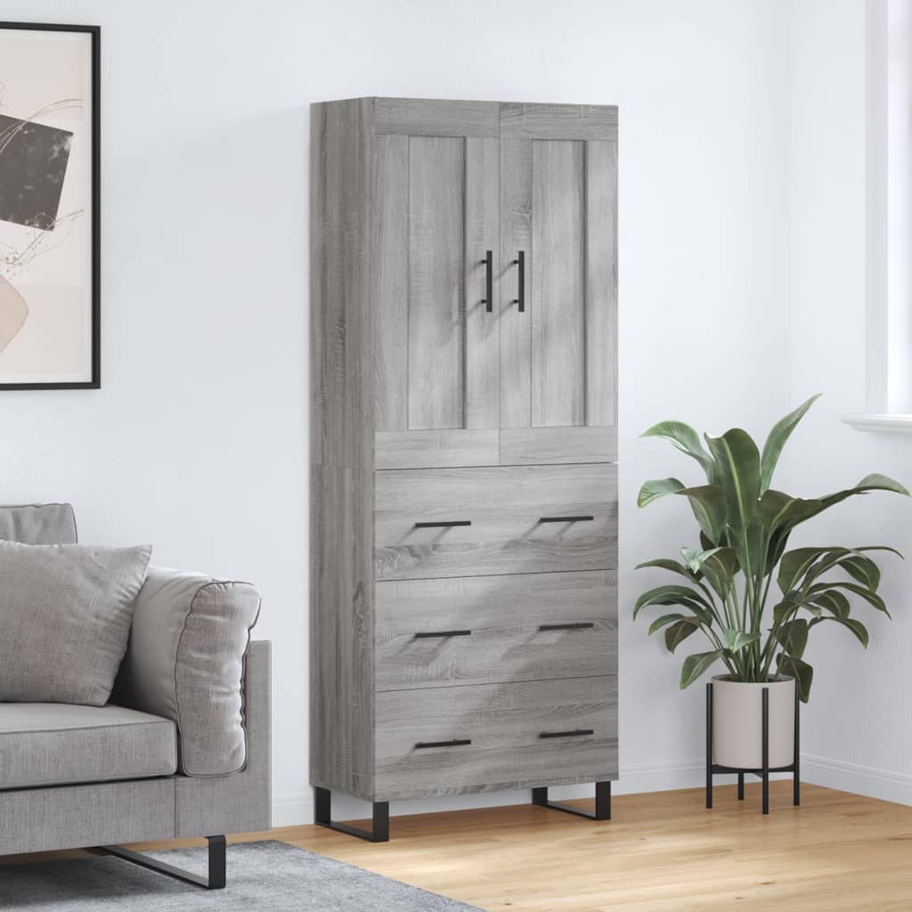 vidaXL Highboard Grey Sonoma 69.5x34x180 cm Engineered Wood