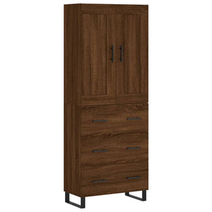 vidaXL Highboard Brown Oak 69.5x34x180 cm Engineered Wood