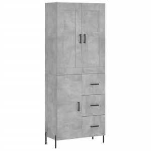 vidaXL Highboard Concrete Grey 69.5x34x180 cm Engineered Wood