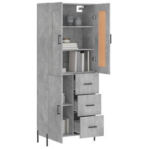 vidaXL Highboard Concrete Grey 69.5x34x180 cm Engineered Wood