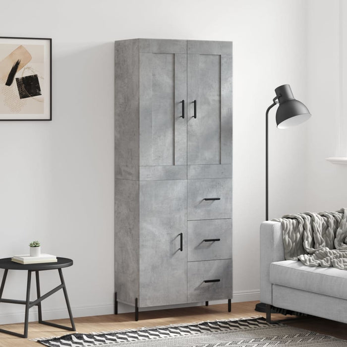 vidaXL Highboard Concrete Grey 69.5x34x180 cm Engineered Wood