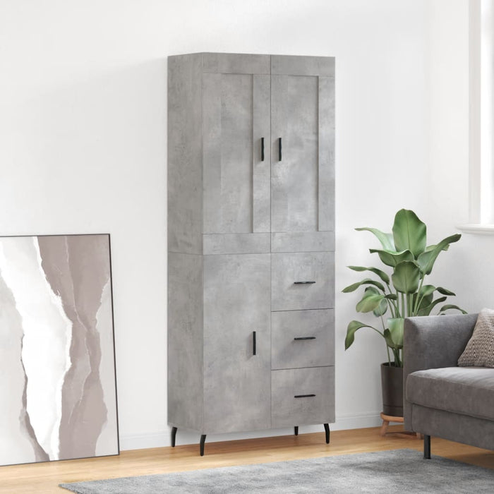 vidaXL Highboard Concrete Grey 69.5x34x180 cm Engineered Wood