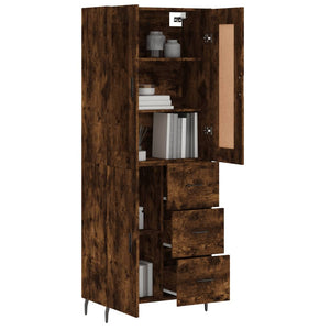 vidaXL Highboard Smoked Oak 69.5x34x180 cm Engineered Wood