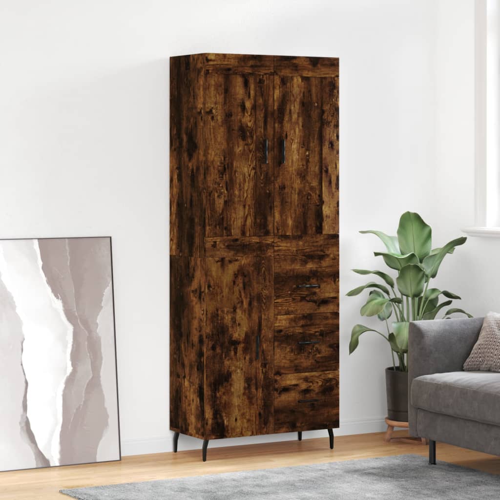 vidaXL Highboard Smoked Oak 69.5x34x180 cm Engineered Wood