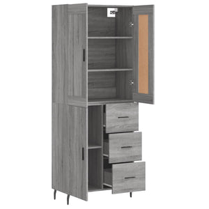 vidaXL Highboard Grey Sonoma 69.5x34x180 cm Engineered Wood