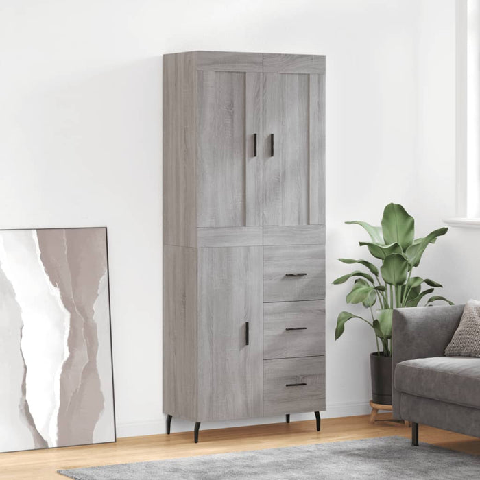 vidaXL Highboard Grey Sonoma 69.5x34x180 cm Engineered Wood