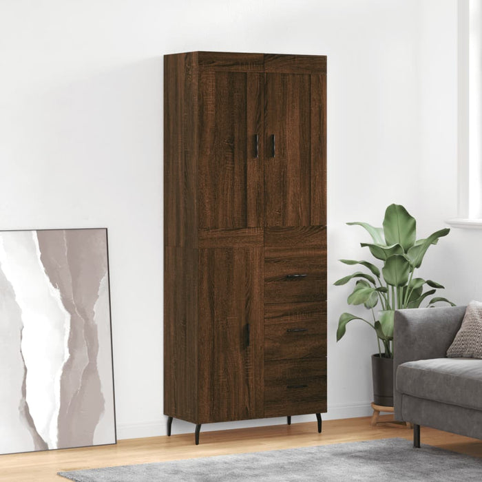 vidaXL Highboard Brown Oak 69.5x34x180 cm Engineered Wood