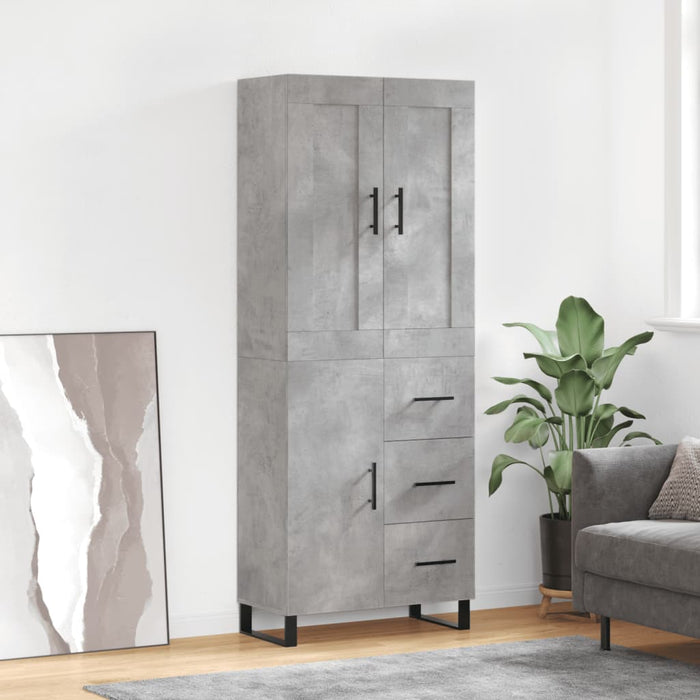 vidaXL Highboard Concrete Grey 69.5x34x180 cm Engineered Wood