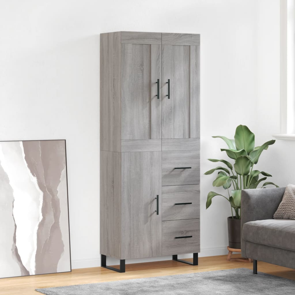 vidaXL Highboard Grey Sonoma 69.5x34x180 cm Engineered Wood