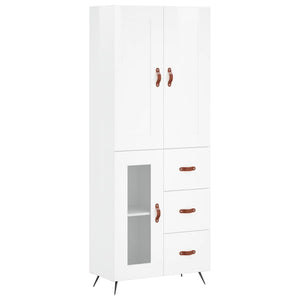 vidaXL Highboard High Gloss White 69.5x34x180 cm Engineered Wood