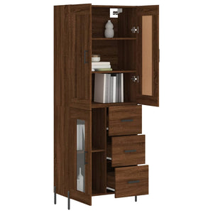 vidaXL Highboard Brown Oak 69.5x34x180 cm Engineered Wood